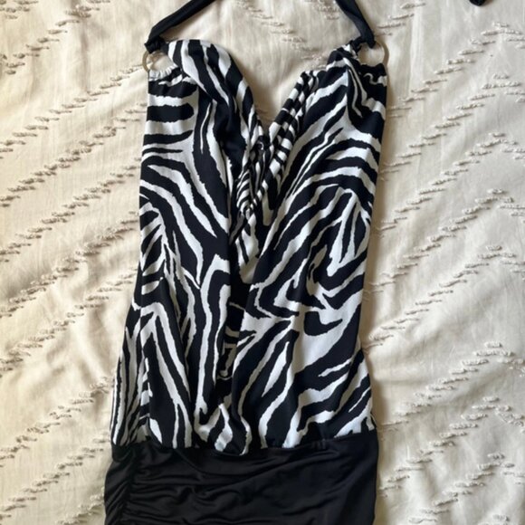 Y2k Zebra Halter Top - Picture 1 of 4
